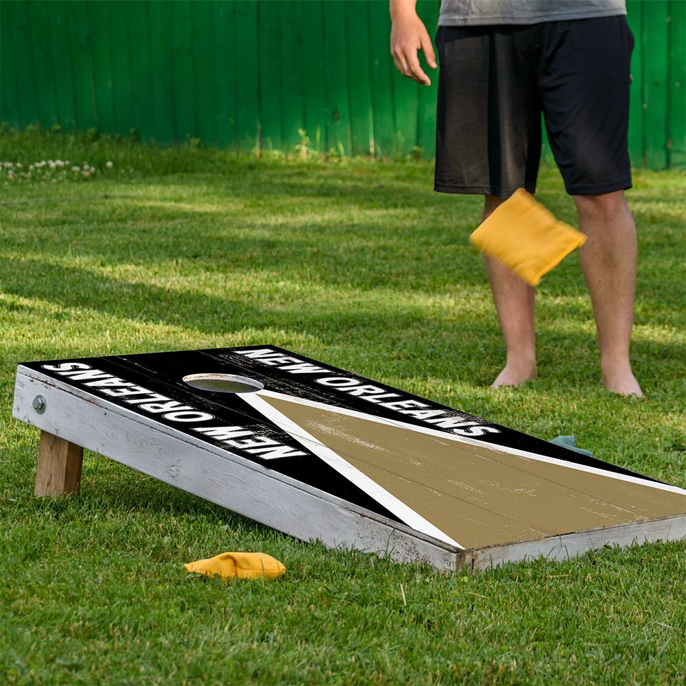 Cornhole Board Wraps and Decals for Boards Set of 2 Skins Professional Vinyl Covers Sticker - New Orleans Saints Football Tailgating Decal