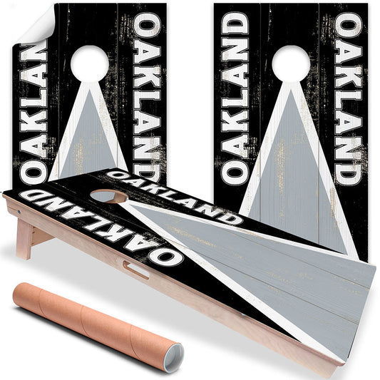 Cornhole Board Wraps and Decals for Boards Set of 2 Skins Professional Vinyl Covers Sticker - Oakland Raiders Football Tailgating Decal