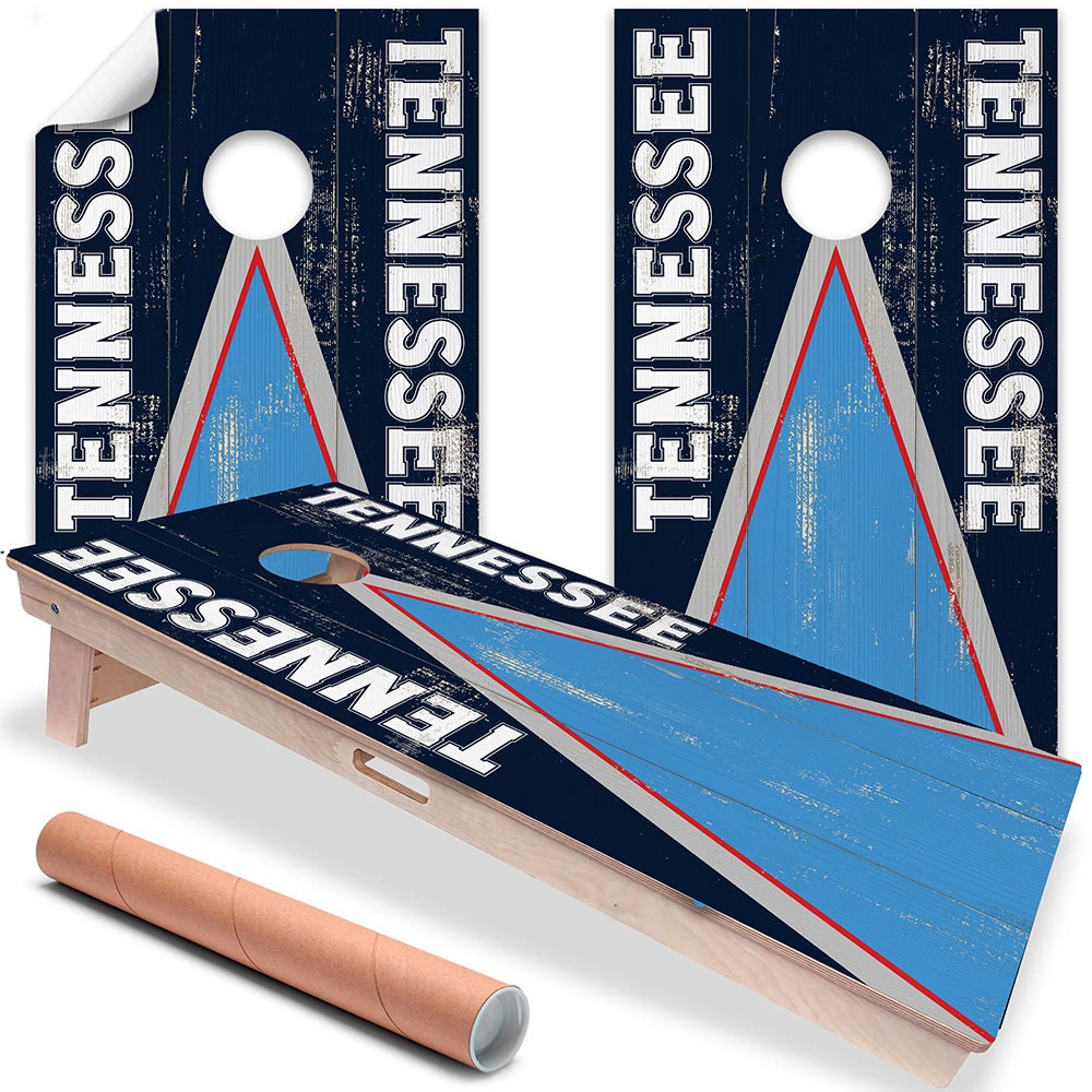 Cornhole Board Wraps and Decals for Boards Set of 2 Skins Professional Vinyl Covers Sticker - Tennessee Titans Football Tailgating Decal