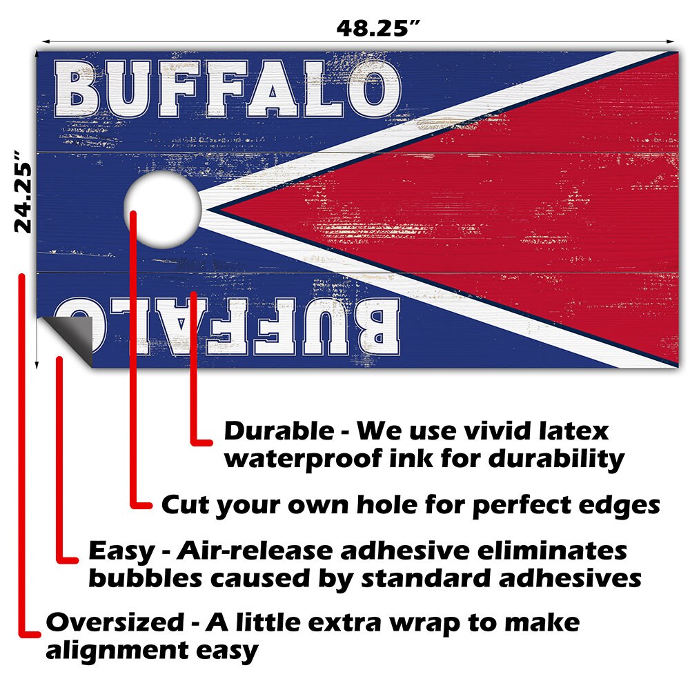 Buffalo Bills Cornhole Board Wraps – 2pc Vinyl Decal Set For DIY Game Boards