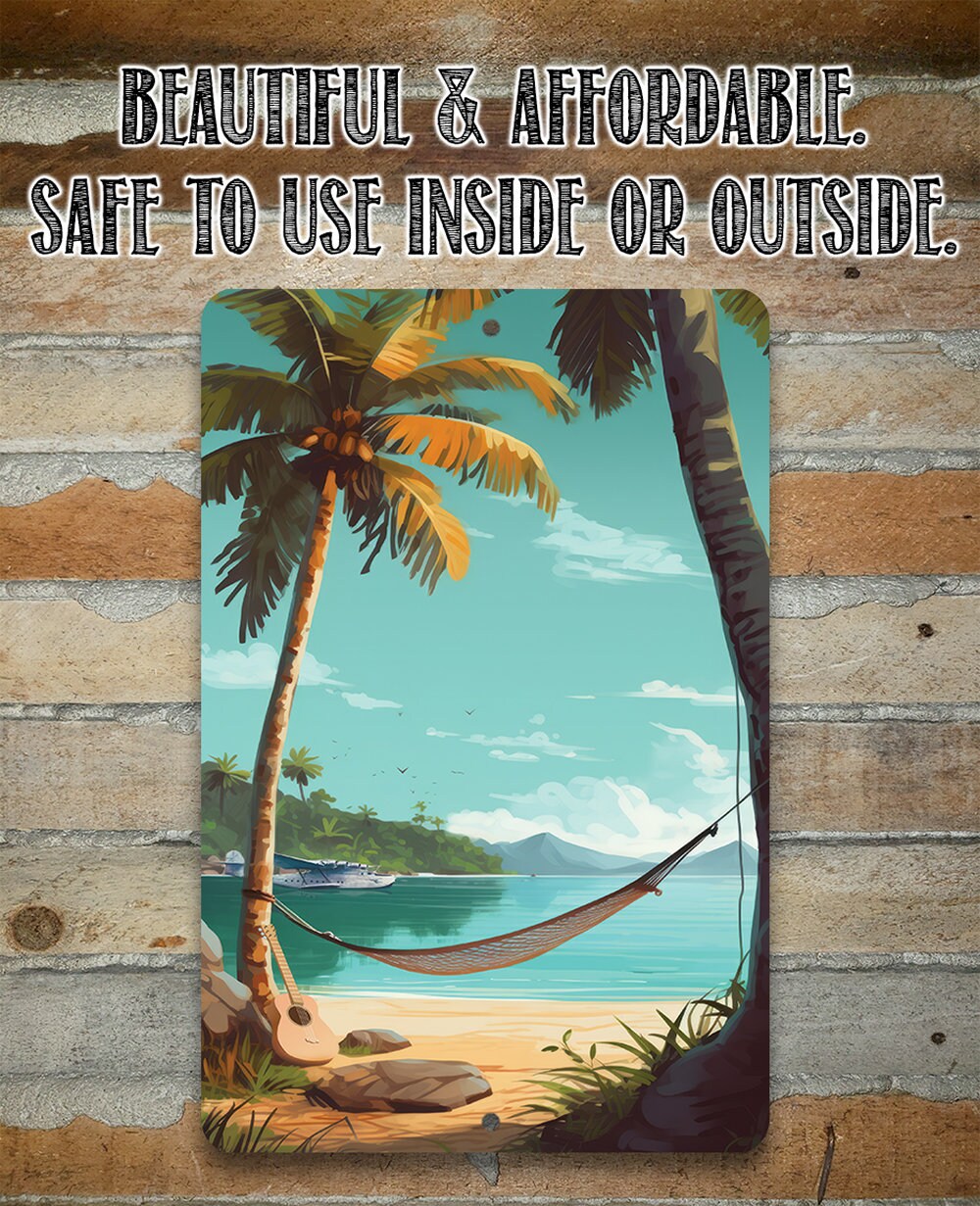 Tin - Another Day in Paradise - Beach House and Summer Surfing Decor - Durable Metal Sign - 8" x 12" or 12" x 18" Use Indoor/Outdoor - Gift