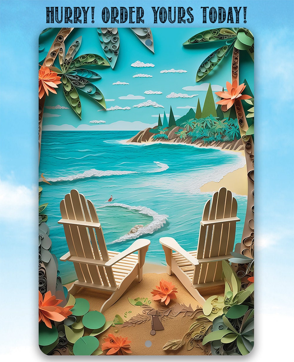 Tin - Beach Dreams - Great Beach and Nautical Decor - Durable Metal Sign - 8" x 12" or 12" x 18" Use Indoor/Outdoor -Great Housewarming Gift