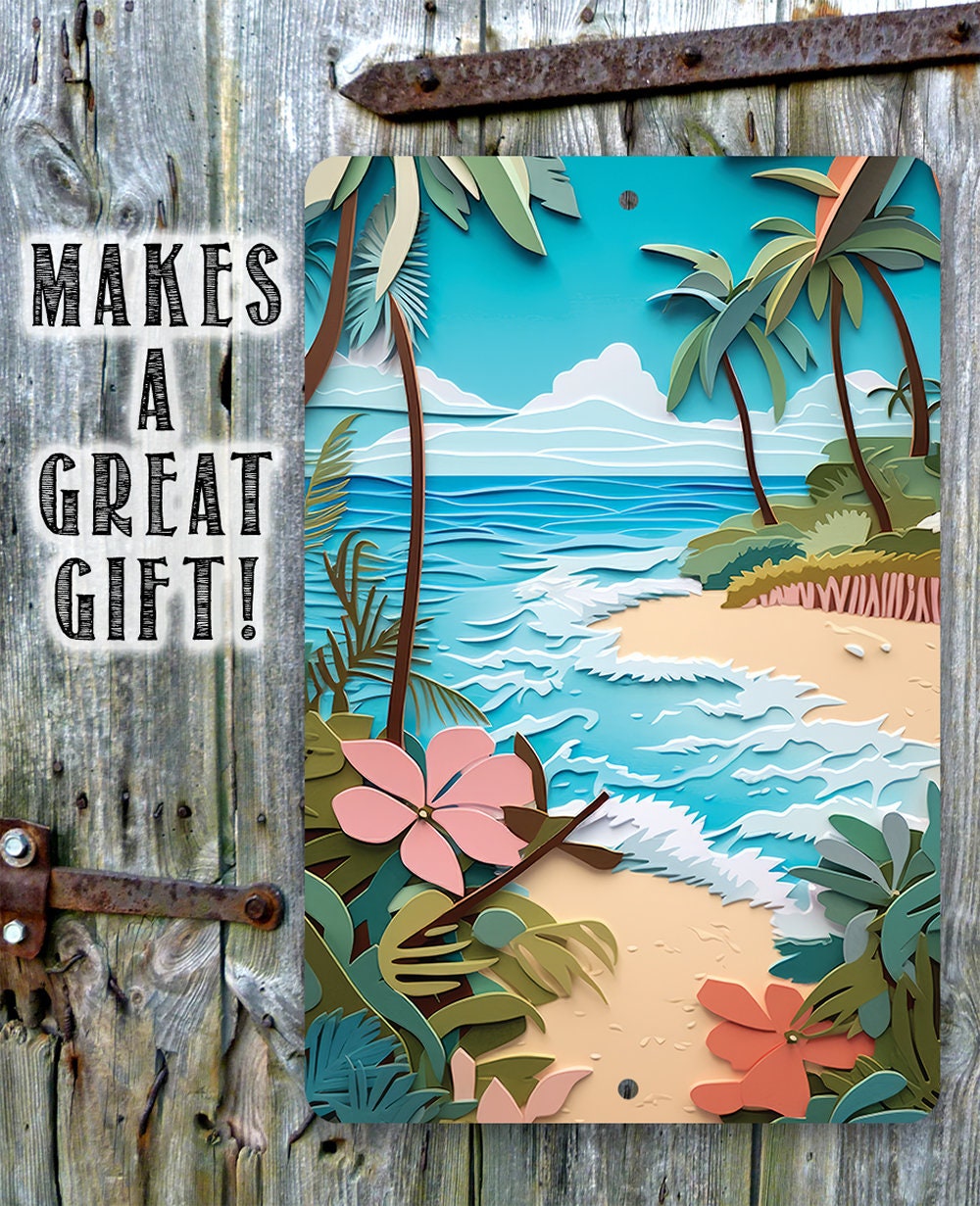 Tin - Beach Dreams - Beach House and Summer Surfing Decor - Durable Metal Sign - 8" x 12" or 12" x 18" Use Indoor/Outdoor -Housewarming Gift