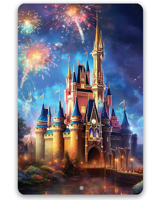 Tin - Disney Magic Castle - Metal Sign - 8"x12"/12"x18"- indoor/outdoor - Theme Park, Home, Playroom, Nursery, Kids Room Display, and Gift