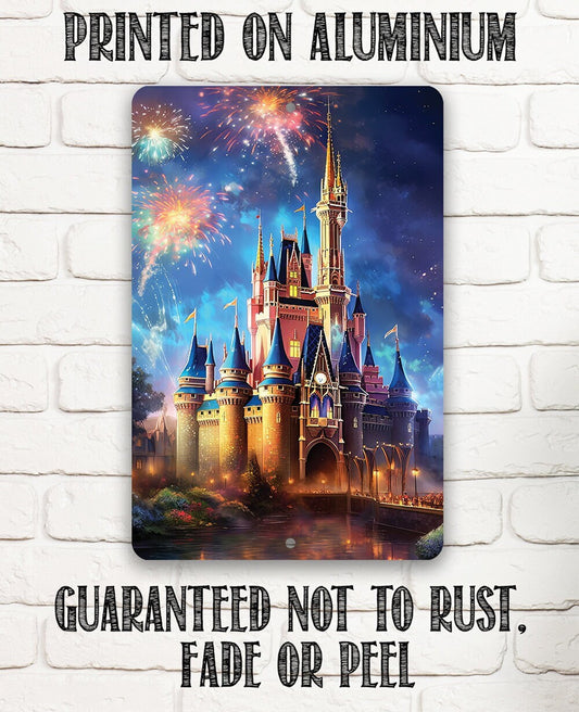 Tin - Disney Magic Castle - Metal Sign - 8"x12"/12"x18"- indoor/outdoor - Theme Park, Home, Playroom, Nursery, Kids Room Display, and Gift