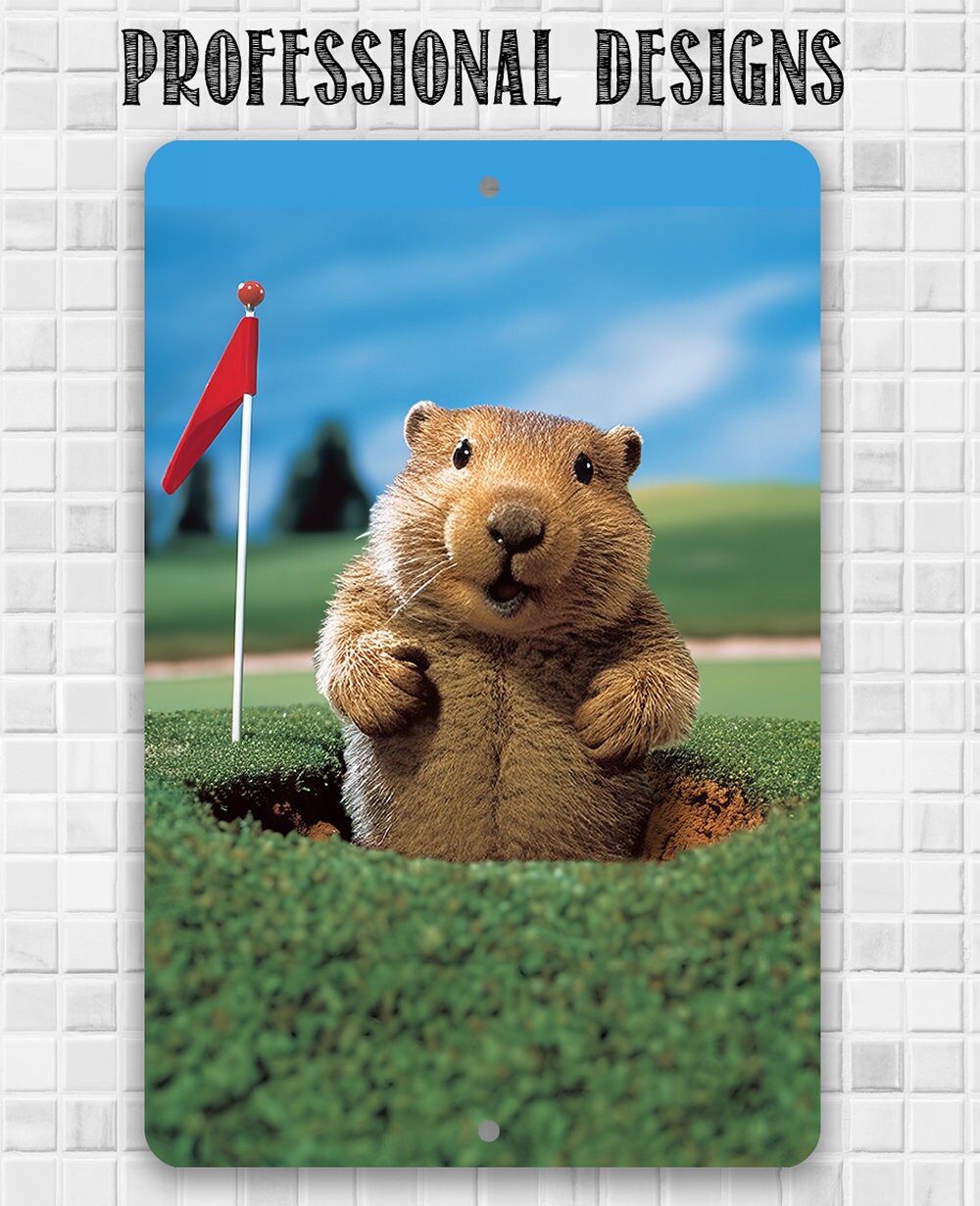 Tin-Metal Sign- Gopher Golf - 8"x12" or 12"x18" Use Indoor/Outdoor - Kid's Playroom, Nursery, Backyard Playground Decor and Baby Shower Gift