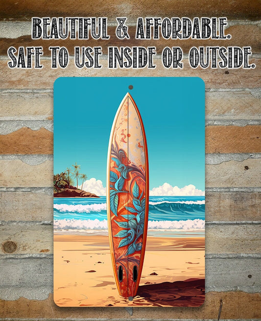 Tin - Surf's Up - Beach House and Summer Surfing Decor - Durable Metal Sign - 8" x 12" or 12" x 18" Aluminum Awesome Metal Poster