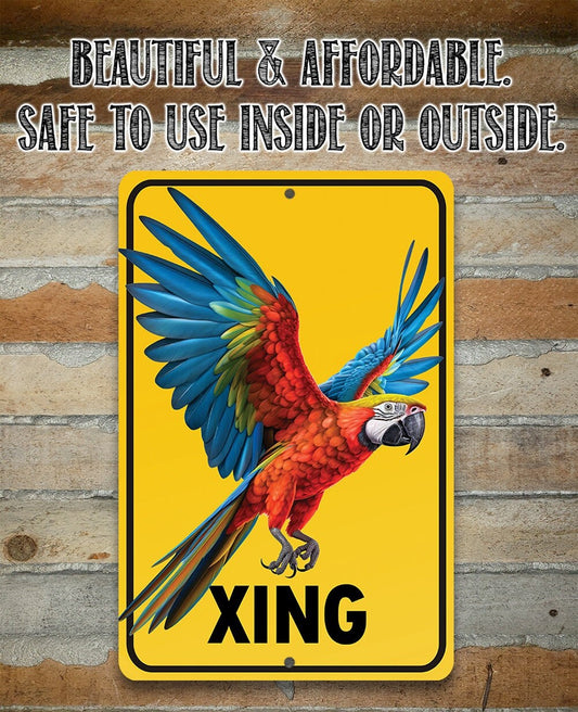 Parrot Crossing - Durable Sign - 8" x 12" or 12" x 18" Aluminum Tin Awesome Metal Poster