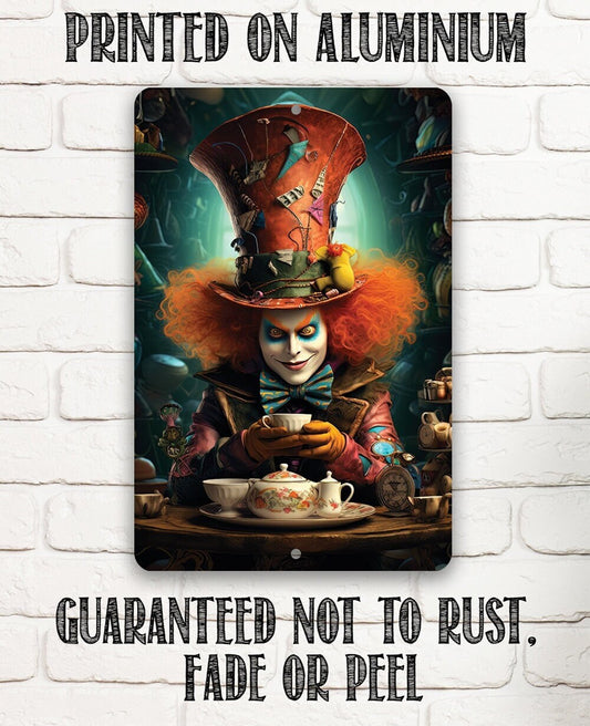 Tin - Metal Sign - Alice In Wonderland - Mad Hatter -8"x12"/12"x18" Indoor/Outdoor-Makes a Great Decor and Gift For Alice in Wonderland Fans