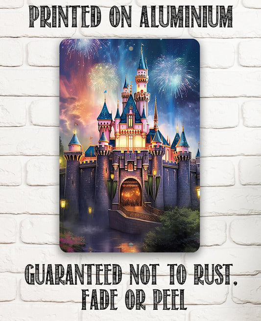 Tin - Disney Magic Castle - Metal Sign - 8"x12"/12"x18"- indoor/outdoor - Theme Park, Home, Playroom, Nursery, Kids Room Display, and Gift