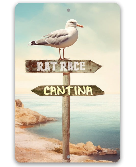 Tin - Rat Race, Cantina - Great Beach and Nautical Decor - Durable Metal Sign - 8" x 12" or 12" x 18" Use Indoor/Outdoor - Housewarming Gift
