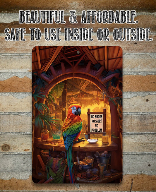 Tiki Bars Parrot - Metal Sign - 8"x12" or 12"x18" - Indoor or Outdoor - Beach Bar, Poolside, Patio, Tiki Bar, Classic Cocktail Drinks Sign