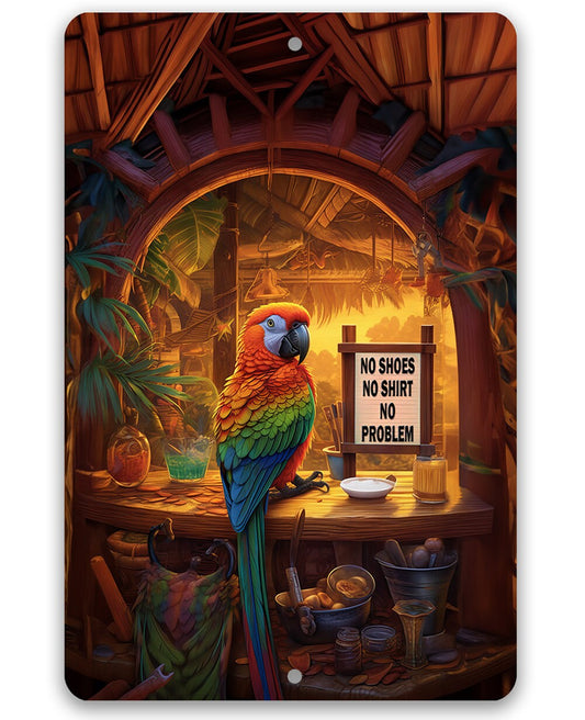 Tiki Bars Parrot - Metal Sign - 8"x12" or 12"x18" - Indoor or Outdoor - Beach Bar, Poolside, Patio, Tiki Bar, Classic Cocktail Drinks Sign