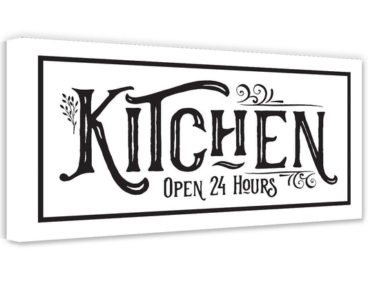 Kitchen Open 24 hrs - Canvas | Lone Star Art.