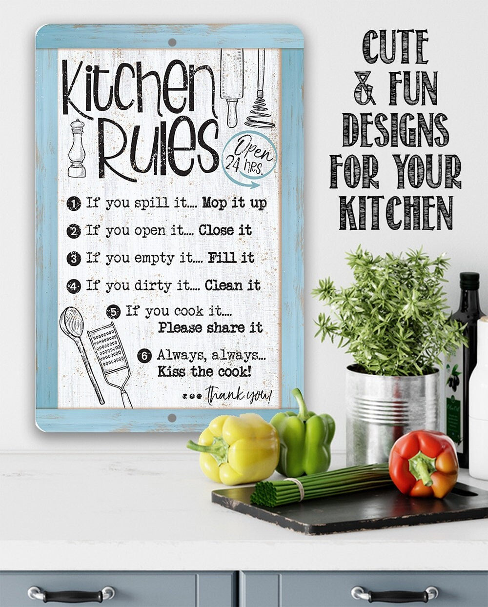 Shut up and eat Kitchen sign. 24 Funny Kitchen signs – Starr Events