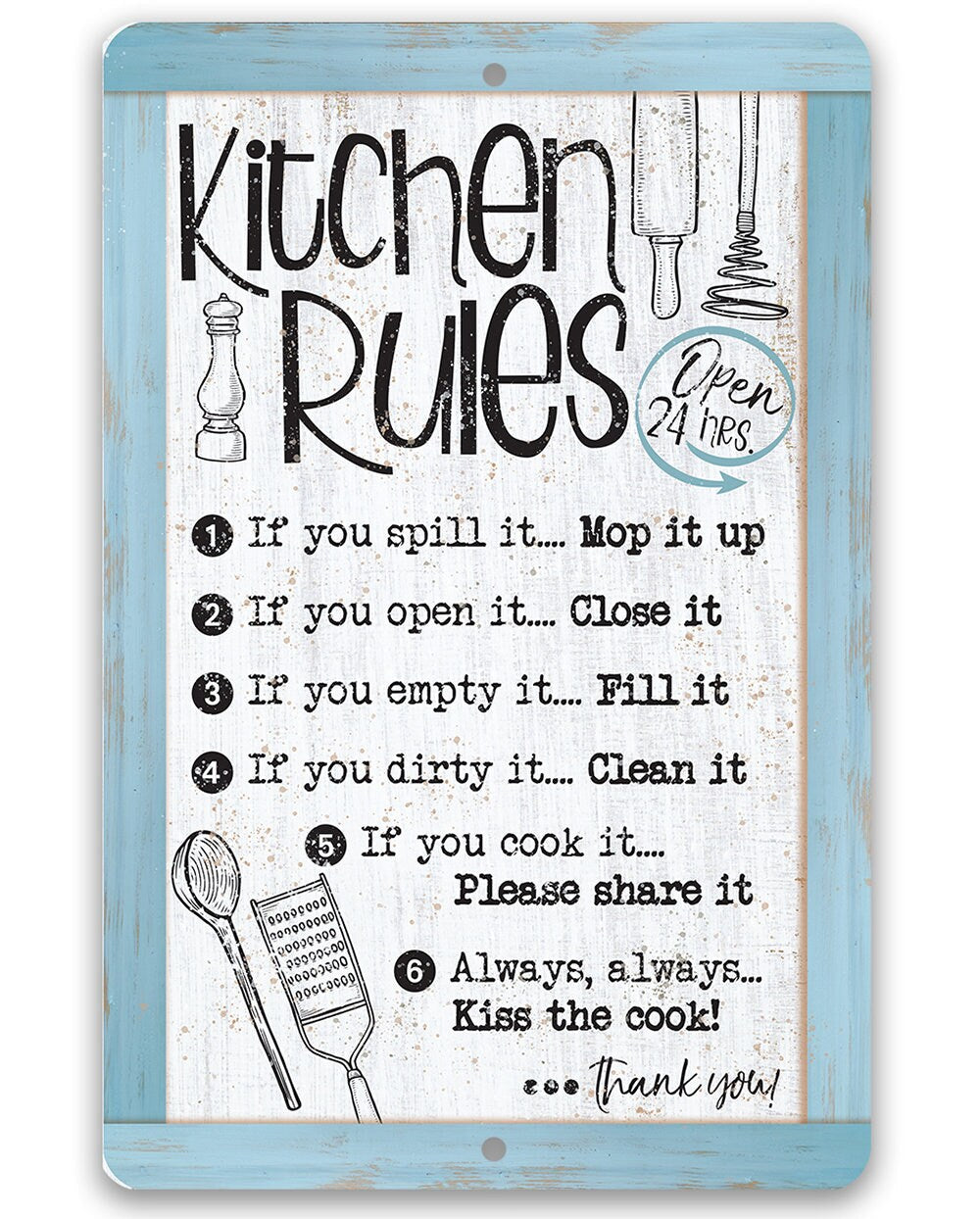 Kitchen Rules Open 24 Hrs Metal Sign Metal Sign Lone Star Art 981000 1445x ?v=1649946952