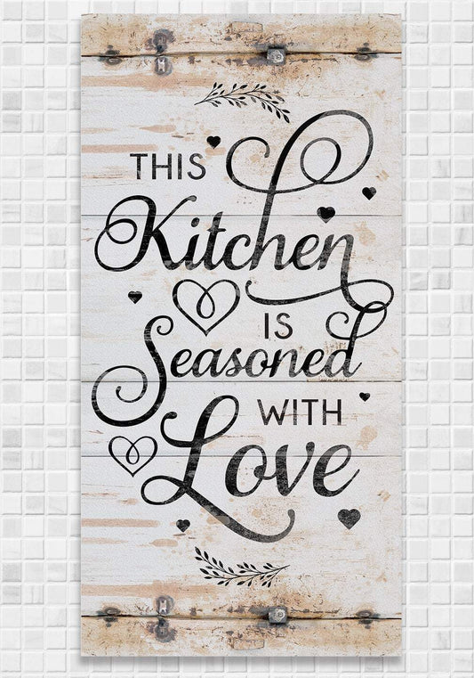 This Kitchen Is Seasoned With Love Vertical - Canvas | Lone Star Art.