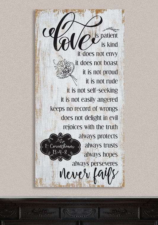 Love Is Patient - Vertical - Canvas | Lone Star Art.