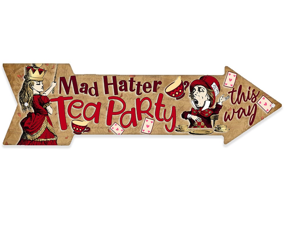 mad-hatter-tea-party-this-way-directional-arrow-metal-sign-lone-star-art for Free Printable Alice In Wonderland Signs Mad Hatter Tea Party This Way - Directional Arrow - Metal Sign - Lone Star Art for Free Printable Alice In Wonderland Signs