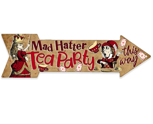 Mad Hatter Tea Party This Way - Directional Arrow - Metal Sign Metal Sign Lone Star Art