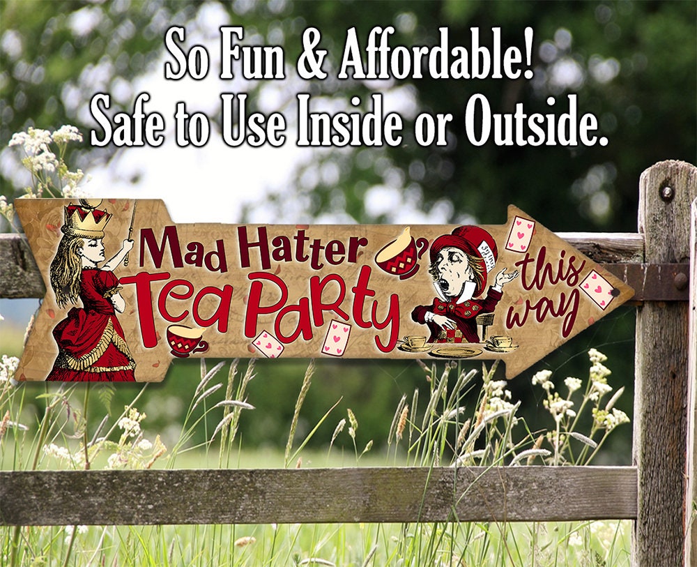 Mad Hatter Tea Party This Way - Directional Arrow - Metal Sign Metal Sign Lone Star Art 