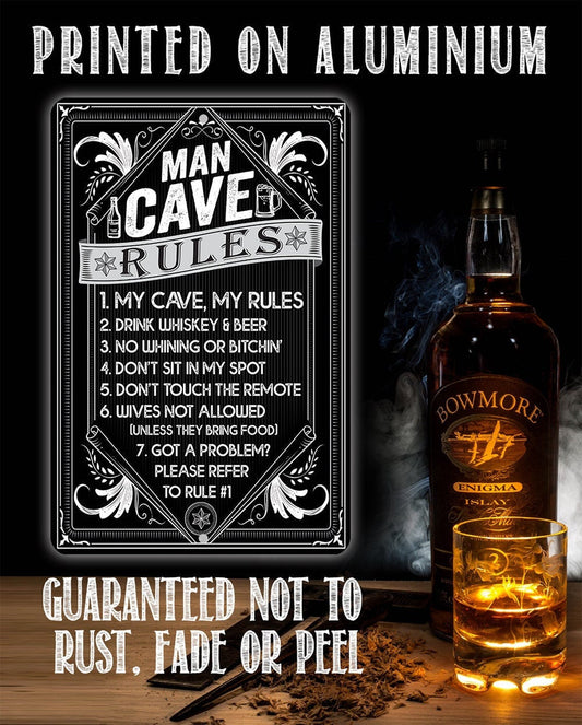 Man Cave Rules - Metal Sign Metal Sign Lone Star Art 