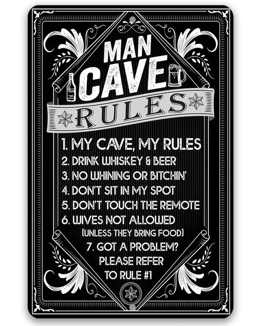 Man Cave Rules - Metal Sign Metal Sign Lone Star Art 