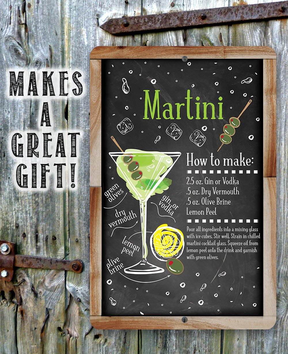 Martini Bar Recipe - Metal Sign | Lone Star Art.