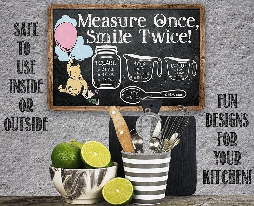 Measure Once, Smile Twice - Chalkboard Style - Metal Sign Metal Sign Lone Star Art 