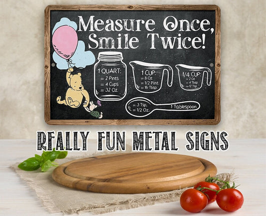 Measure Once, Smile Twice - Chalkboard Style - Metal Sign Metal Sign Lone Star Art