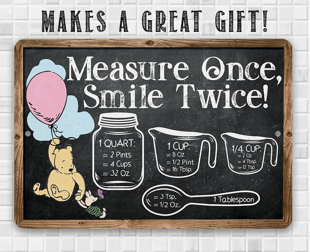 Measure Once, Smile Twice - Chalkboard Style - Metal Sign Metal Sign Lone Star Art 