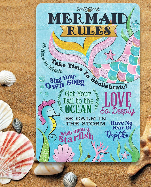 Mermaid Rules - Metal Sign | Lone Star Art.