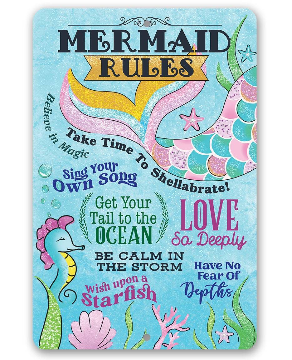 Mermaid Rules - Metal Sign | Lone Star Art.