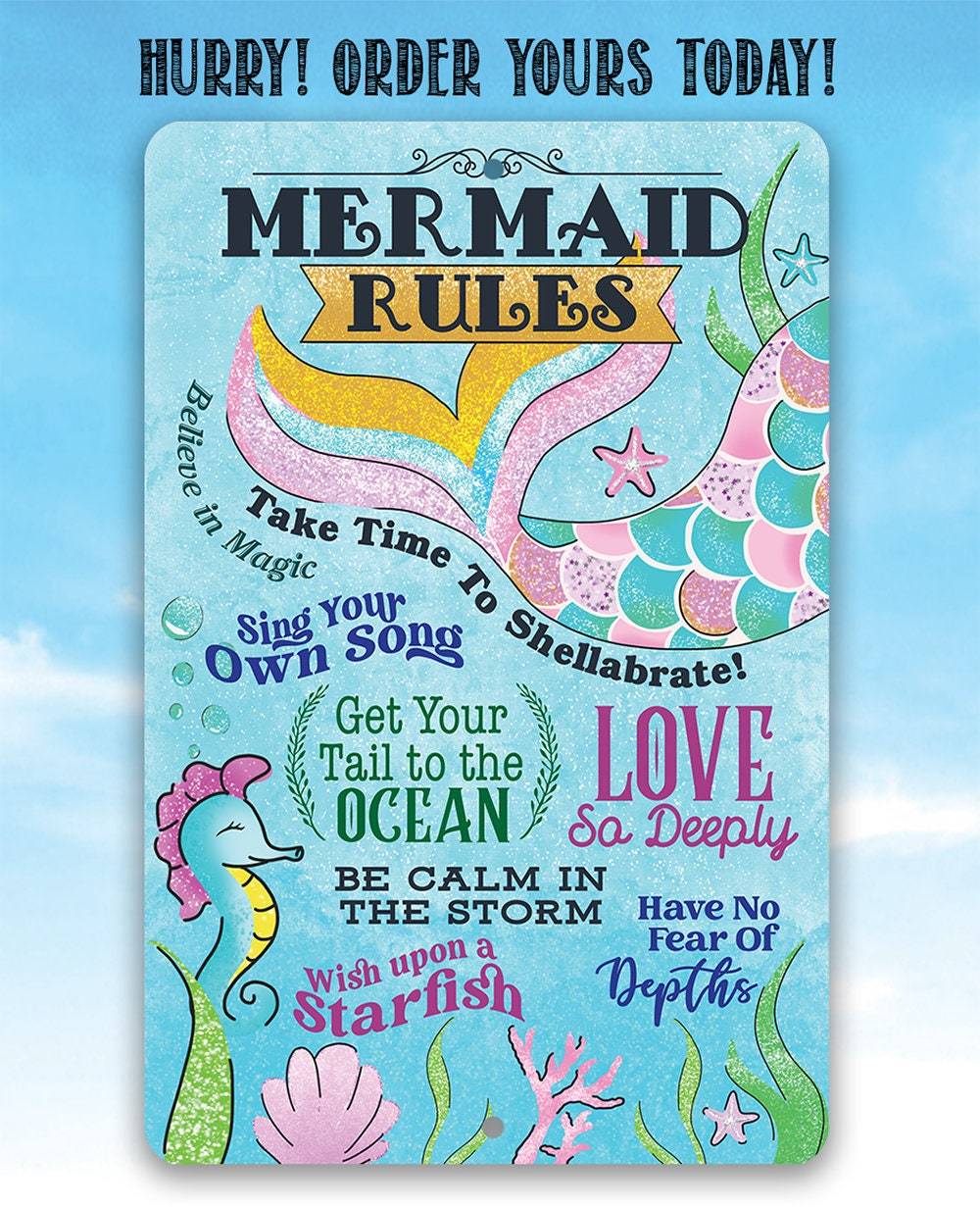 Mermaid Rules - Metal Sign | Lone Star Art.