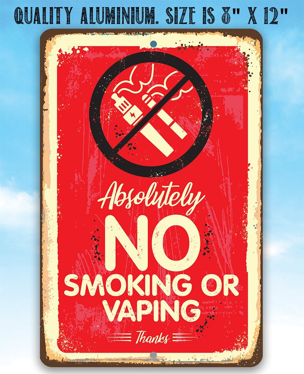 metal tobacco signs Vintage Style Premium Chewing Steel Quality Sign Measures 5 x 5 Features Keep businesses or public area smoke free Made of durable stainless steel Perfect for long Absolutely No Vaping Or Smoking