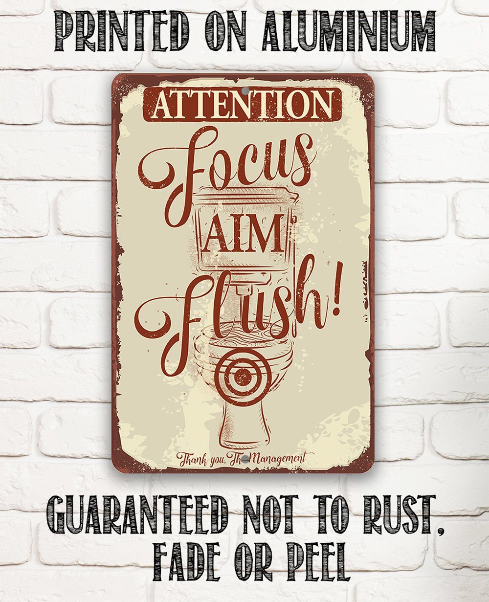 Attention Focus Aim Flush - Metal Sign | Lone Star Art.