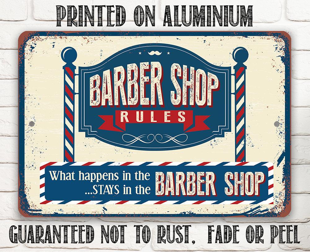 Barber Shop Rules - Metal Sign | Lone Star Art.