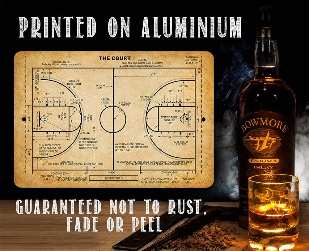 Basketball Court - Metal Sign | Lone Star Art.
