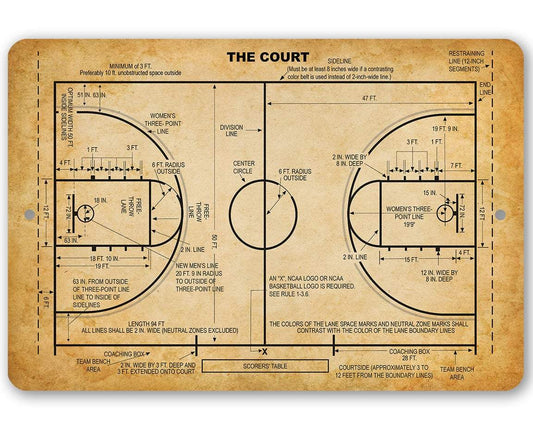 Basketball Court - Metal Sign | Lone Star Art.
