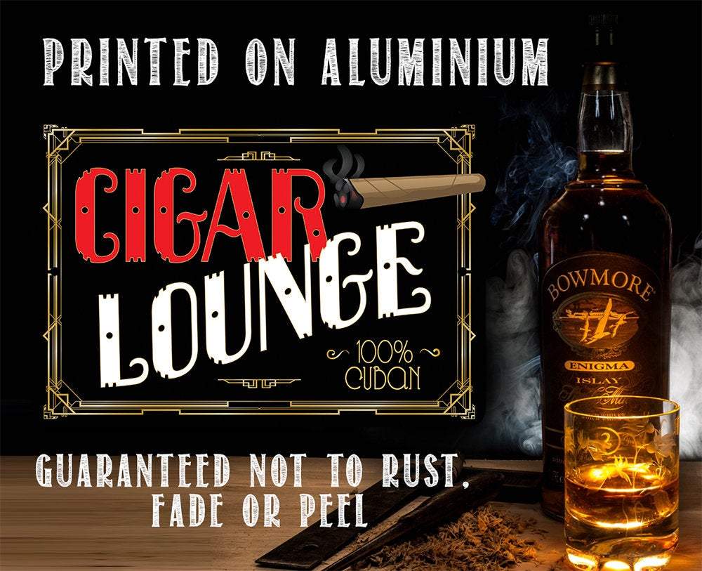 Cigar Lounge - Metal Sign | Lone Star Art.