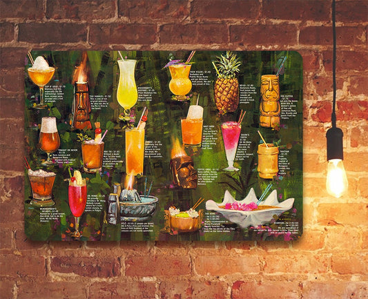 Metal Sign - Colorful Vintage Tiki Menu - 8"x12" or 12"x18" - Durable Tin - Use Indoor/Outdoor-Makes a Great Bar Decor and Housewarming Gift Lone Star Art