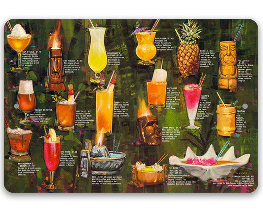 Metal Sign - Colorful Vintage Tiki Menu - 8"x12" or 12"x18" - Durable Tin - Use Indoor/Outdoor-Makes a Great Bar Decor and Housewarming Gift Lone Star Art