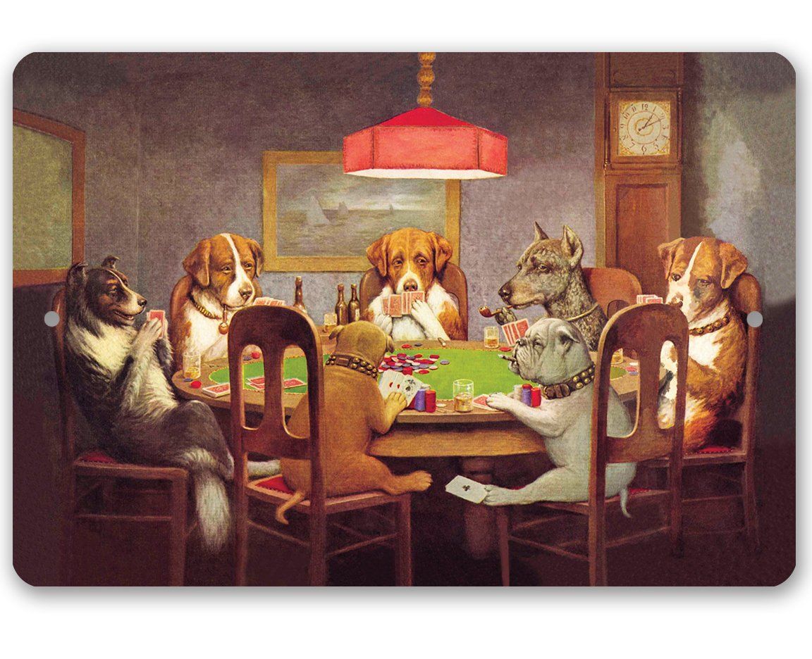 Dogs Playing Poker - Metal Sign | Lone Star Art.