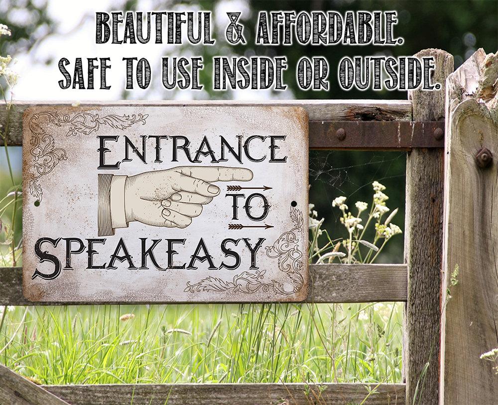 Entrance To Speakeasy Metal Sign Speak Easy Tin Signs Prohibition  Decorations Signs Vintage Home Decor For Farmhouse Bar 8x12 Inch