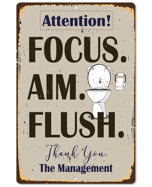 Focus Aim Flush - Metal Sign | Lone Star Art.