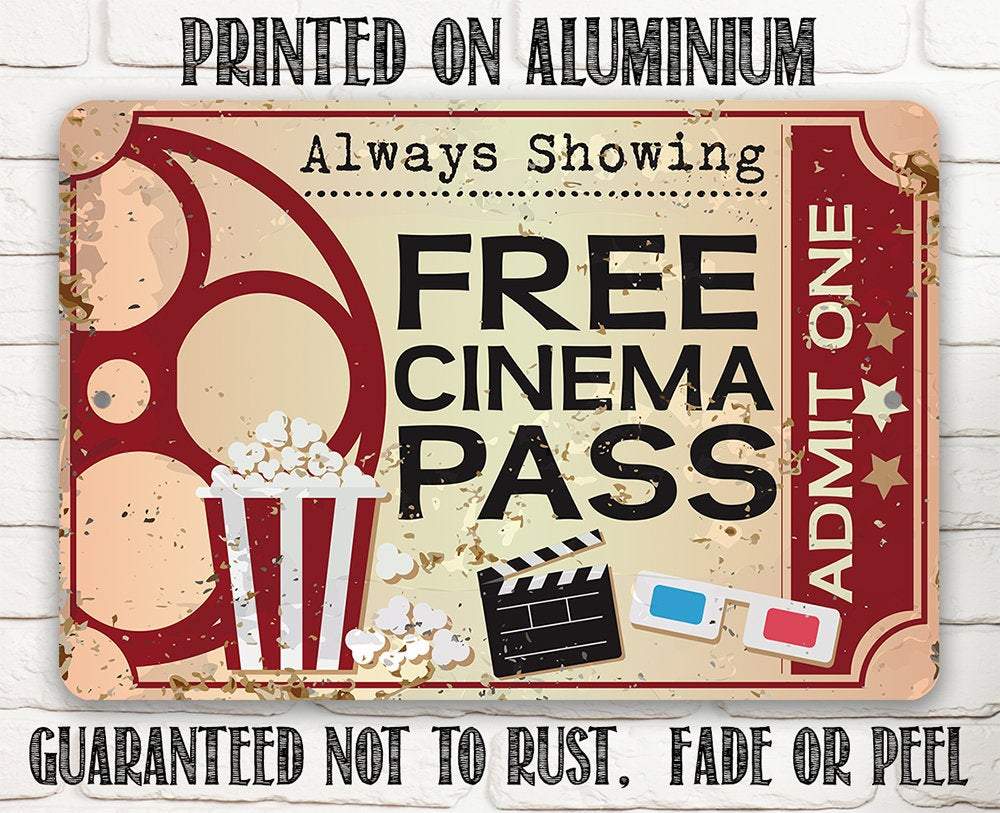 Free Cinema Pass - Metal Sign | Lone Star Art.