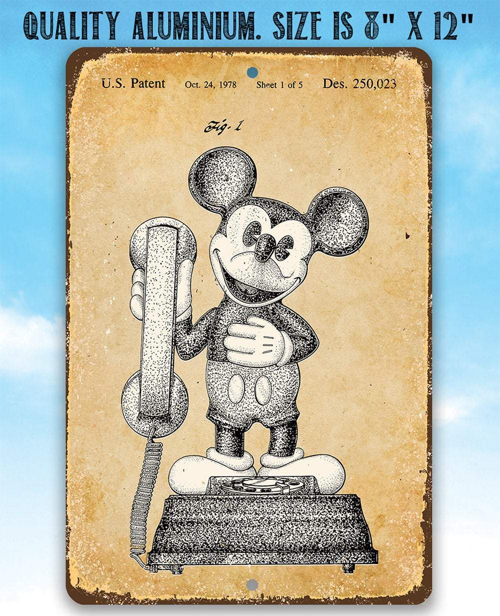 Mickey Mouse Phone - Metal Sign | Lone Star Art.