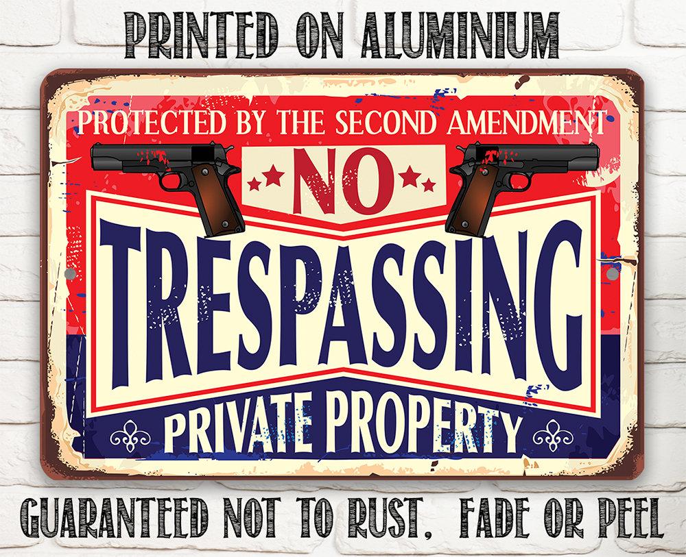 No Trespassing 2nd Amendment - Metal Sign | Lone Star Art.