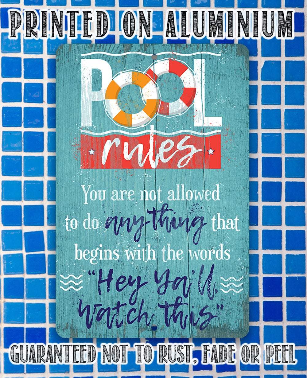 Pool Rules - Metal Sign | Lone Star Art.