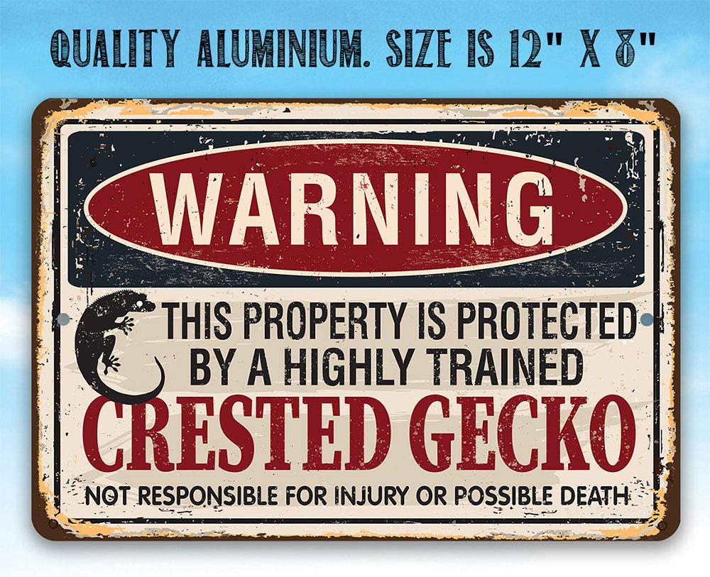 Property Protected By Crested Gecko - Metal Sign | Lone Star Art.